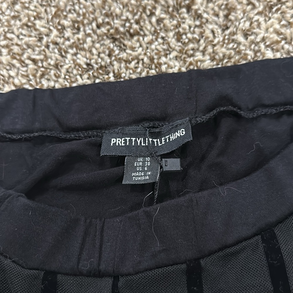 NWT PrettyLittleThing sheer black striped tights with built in undergarments - Picture 3 of 4